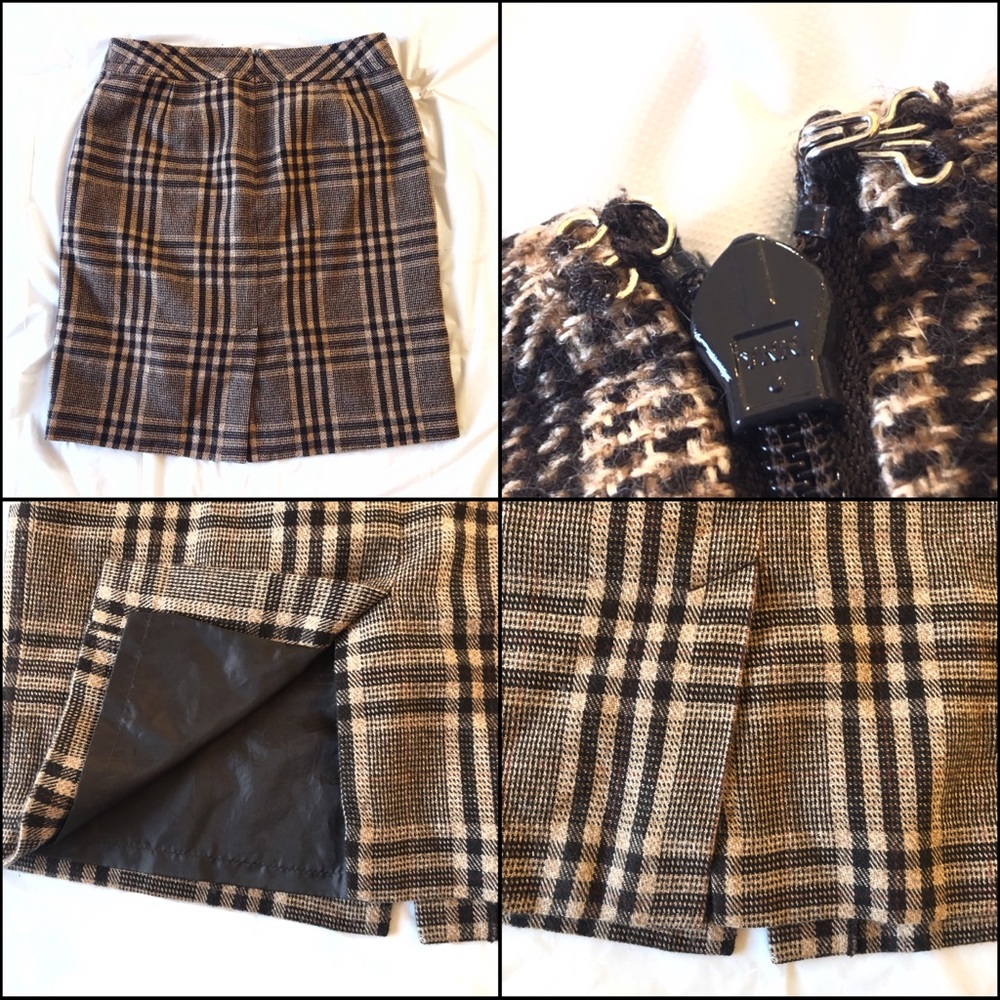 Ann Taylor brown/tan plaid midi pencil skirt 6P - Picture 3 of 8